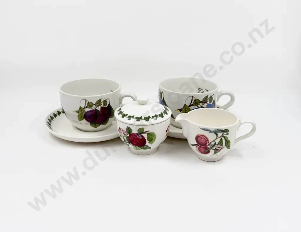 Two Portmeirion Breakfast Mugs and Saucers and two others Image 1++