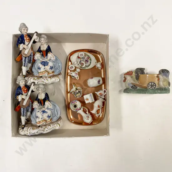 Qty of Assorted Miniature China With Pair of Group Figures etc