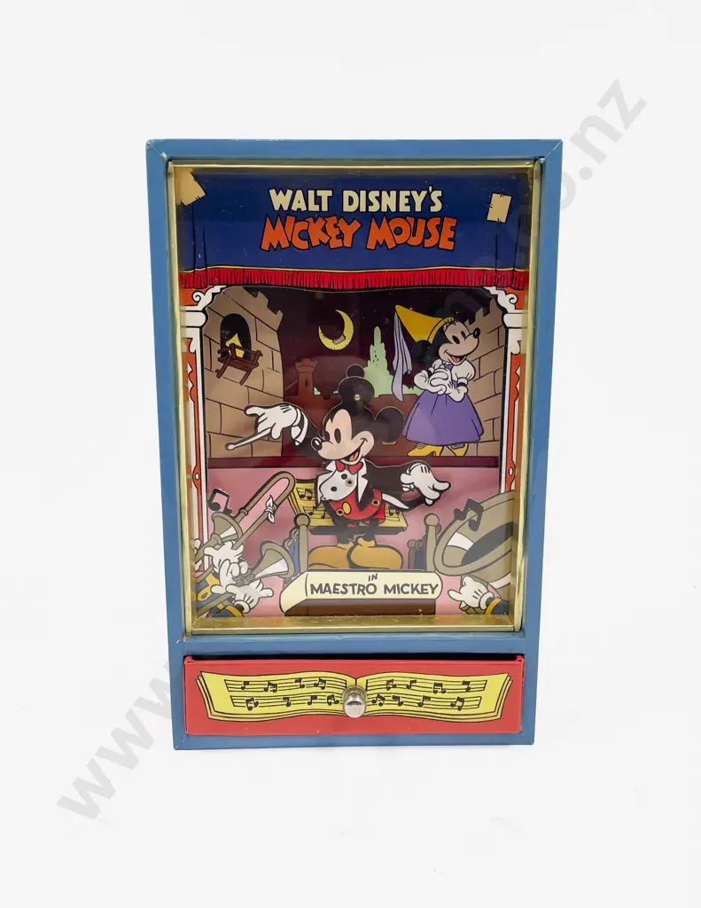 Disney Mickey Mouse "Maestro Mickey" Wind Up Music Box and Assorted Image 1++