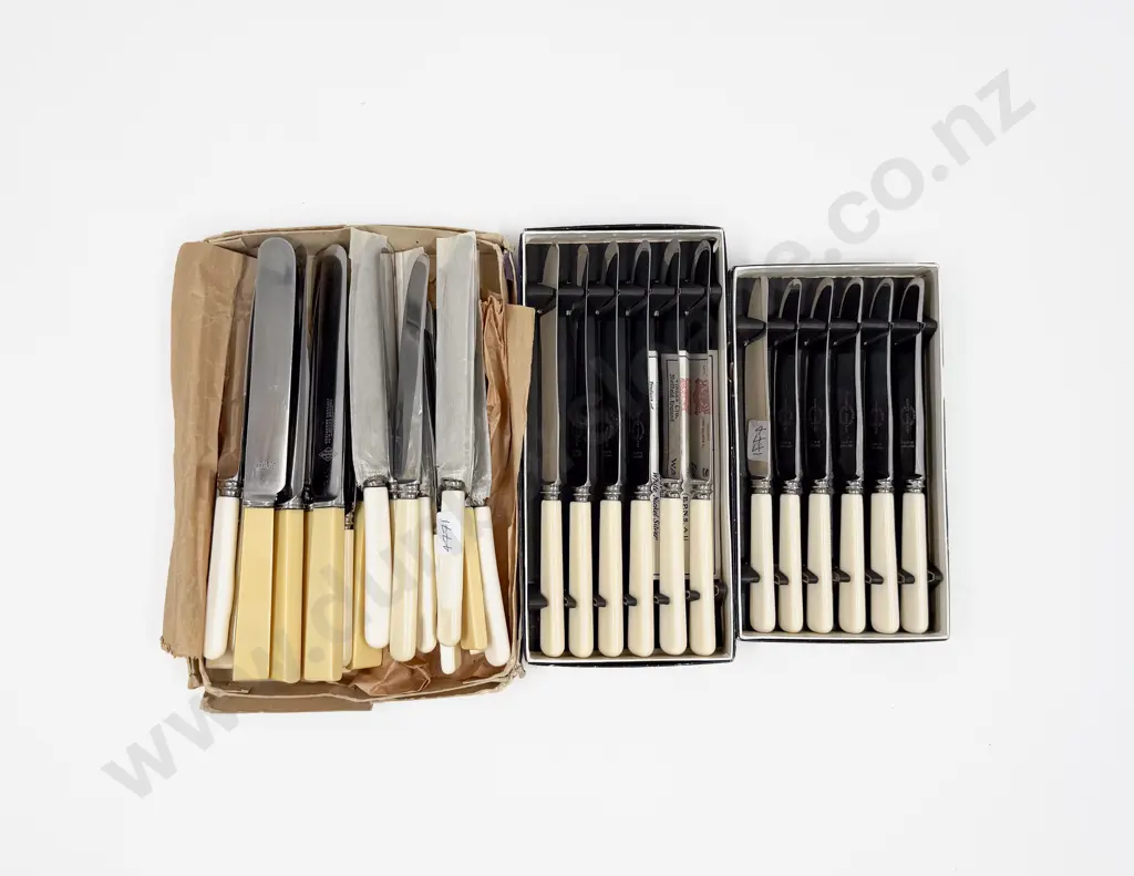Pair of Boxed Sheffield Plate Bone Handled Knives together with other Box of Assorted Bone Handled Image 1++