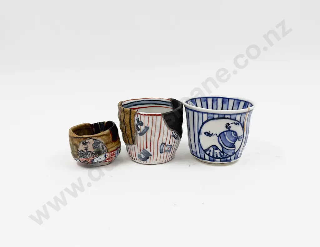 Three Assorted Aaron Scythe Tea Bowls Image 1++