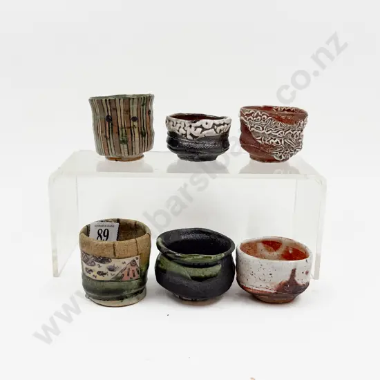 Six Assorted Tea Bowls including Elena Renker and Aaron Scythe