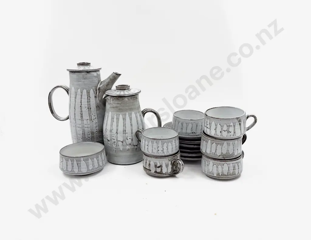 Pottery Six Cup Coffee Set Image 1++