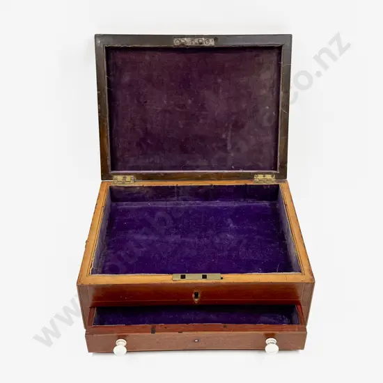 Inlaid Mahogany Cutlery Box with Single Drawer to Base