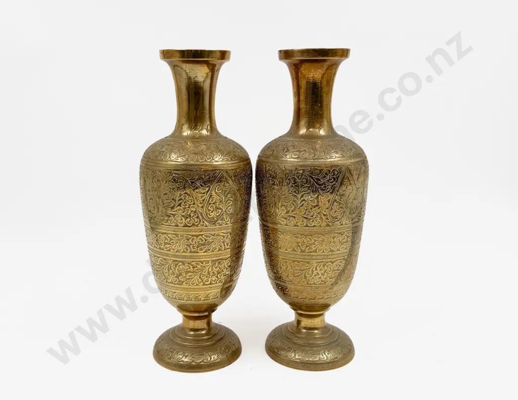 Pair of Good Quality Brass Vases H30cm Image 1++