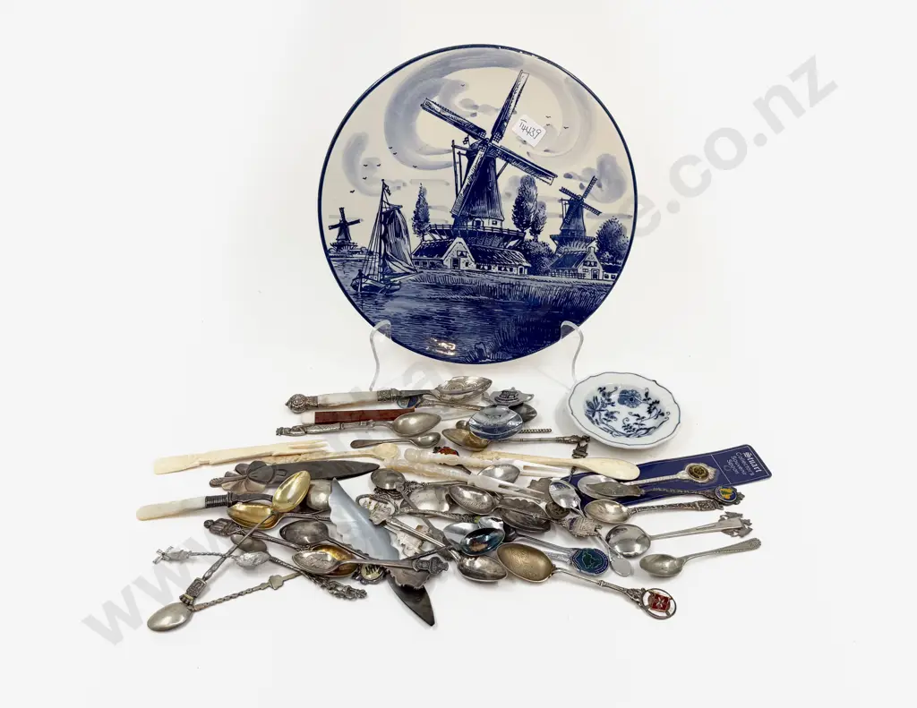 Quantity of Assorted Cutlery and Delft Plate Image 1++