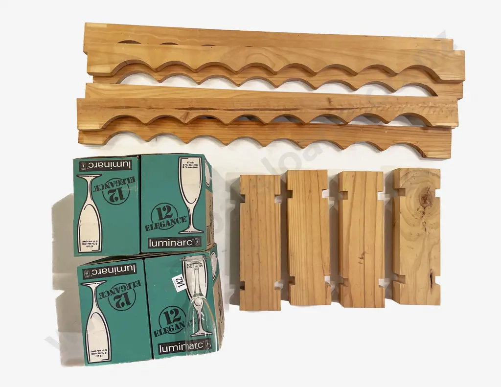 Wine Rack and Assorted Boxed Glass Ware Image 1++