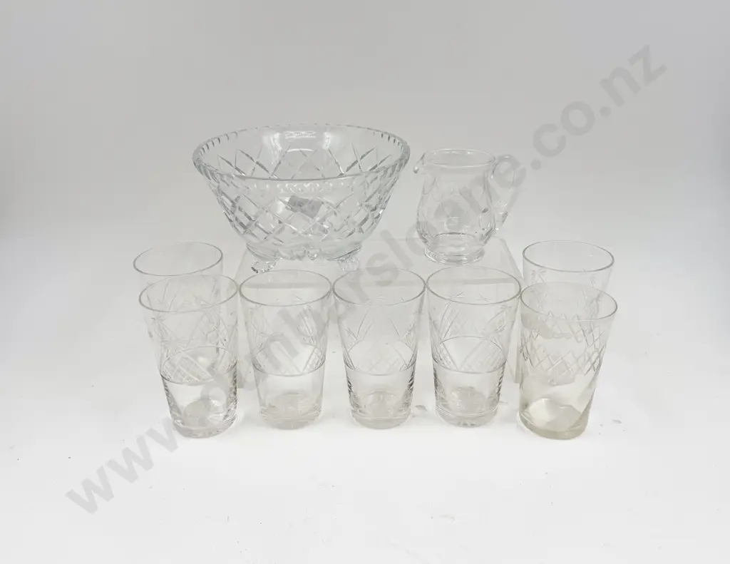 Quantity of Etched Glasses and Crystal Bowl etc Image 1++