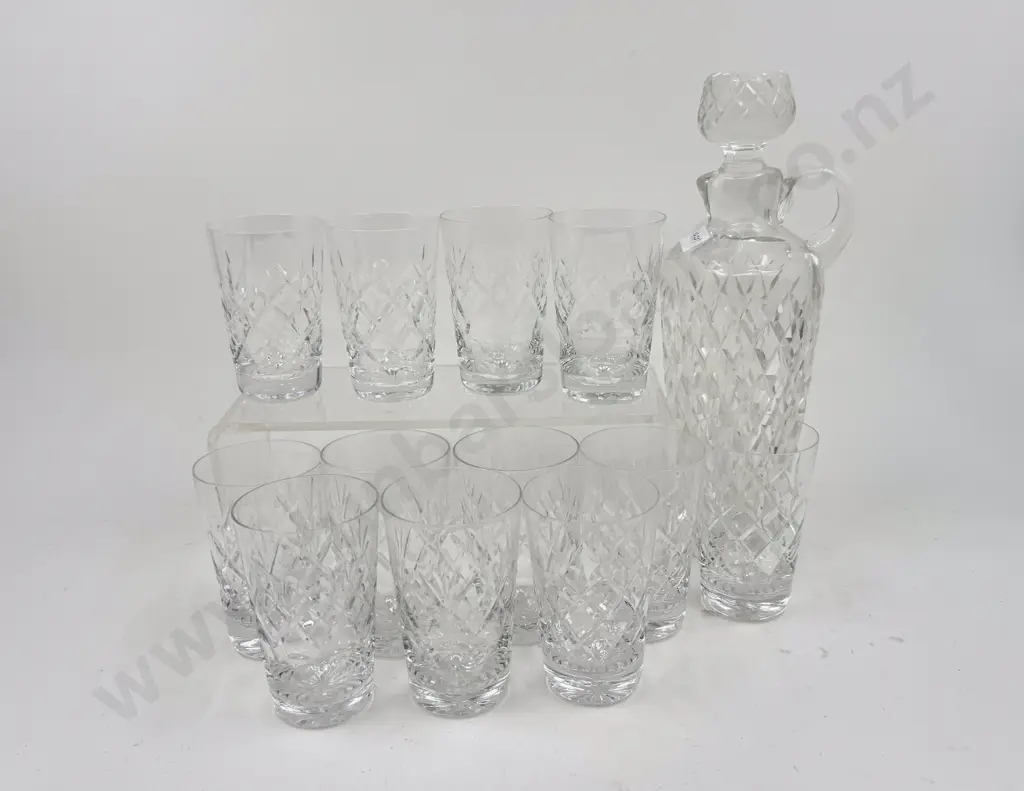 Glass Ewer and Twelve Crystal Glasses Image 1++