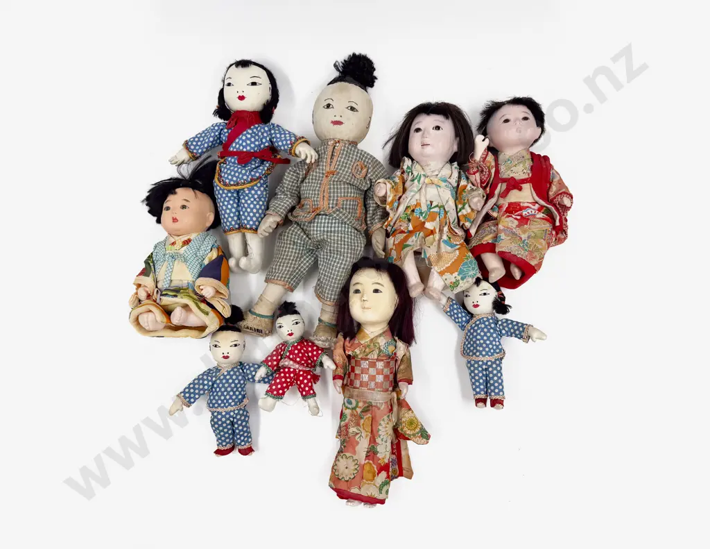 Vintage Various Asian Composition and Cloth Dolls (9) Image 1++