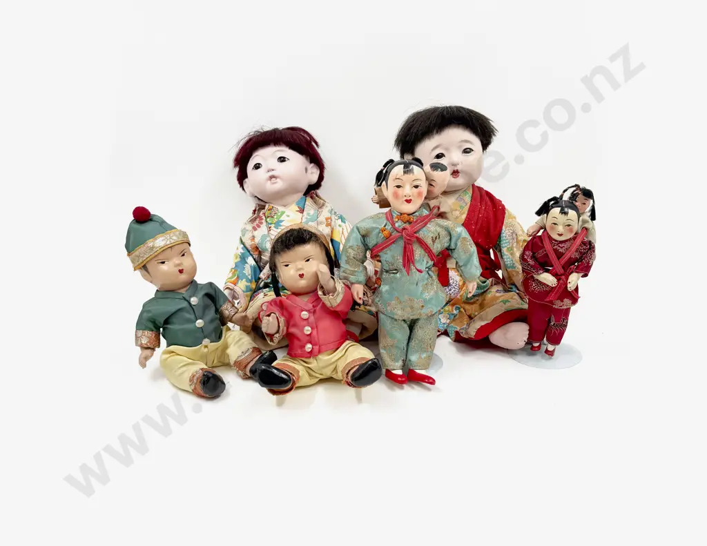 Vintage Asian Composition and Cloth Dolls (6) Image 1++