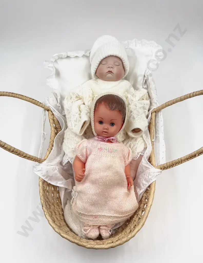 New Bisque Sugar Britches Character Doll in Carry Cot and Play Doll Image 1++