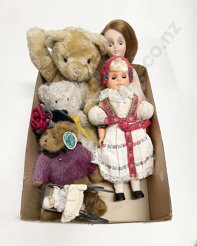 Three Teddy Bears Vinyl Ballerina Doll National Costume Doll and Pram Image 1++