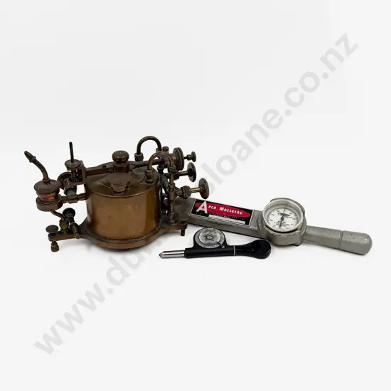 Antique Brass Tool with Torque Wrench and Other