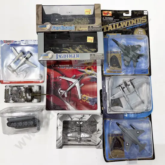 Boxed and Unboxed Ten Various Fighter Craft and Model Vehicles