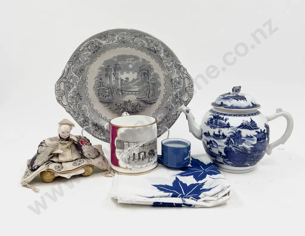 Box of Mixed China Including Mid 18th Century Teapot Image 1++