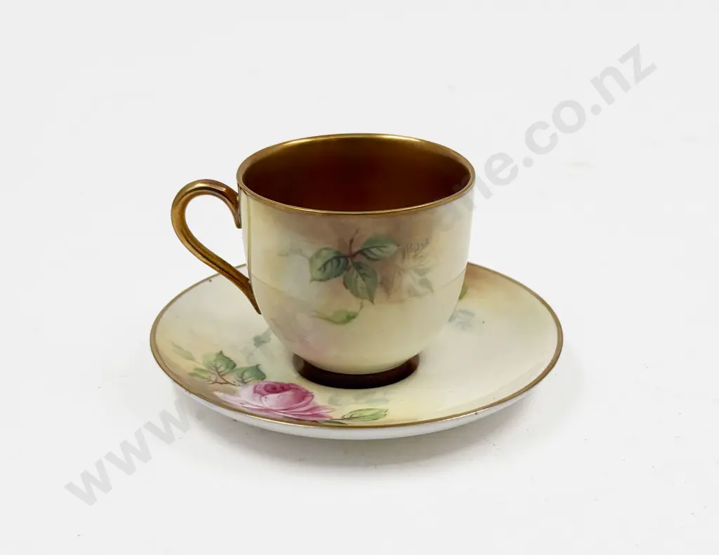 Small Royal Worcester Hand Painted Cabinet Cup and Saucer Image 1++