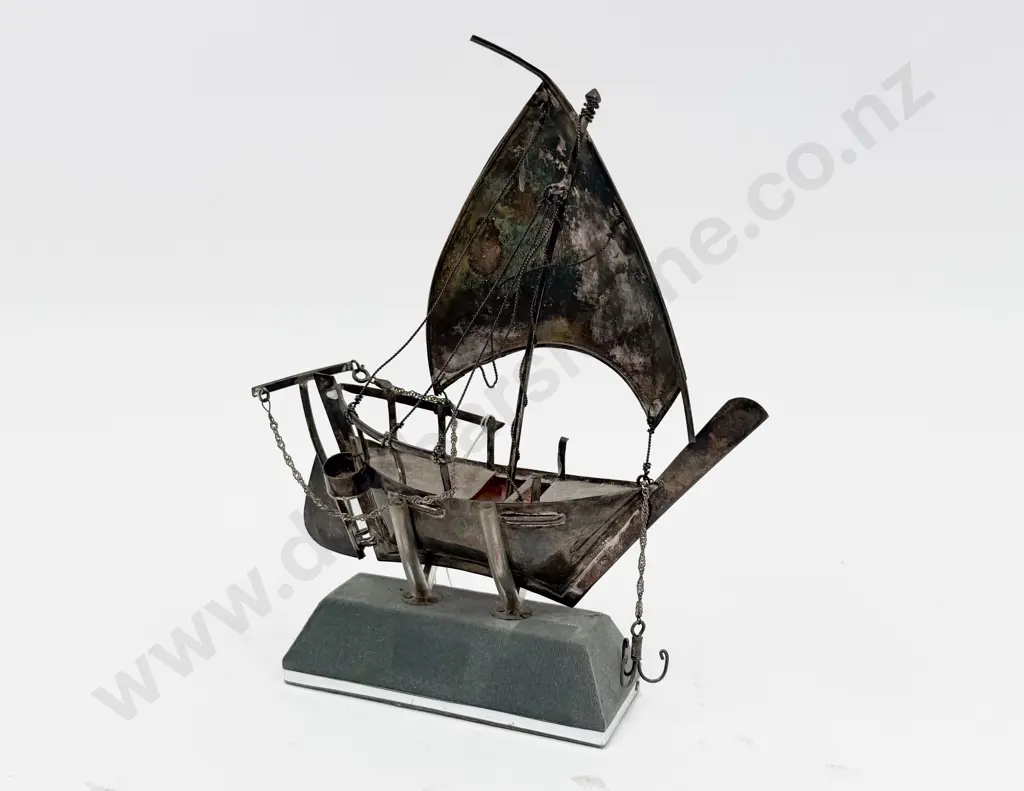 .925 Silver Model of Egyptian Nile Dhow 16cm length Image 1++