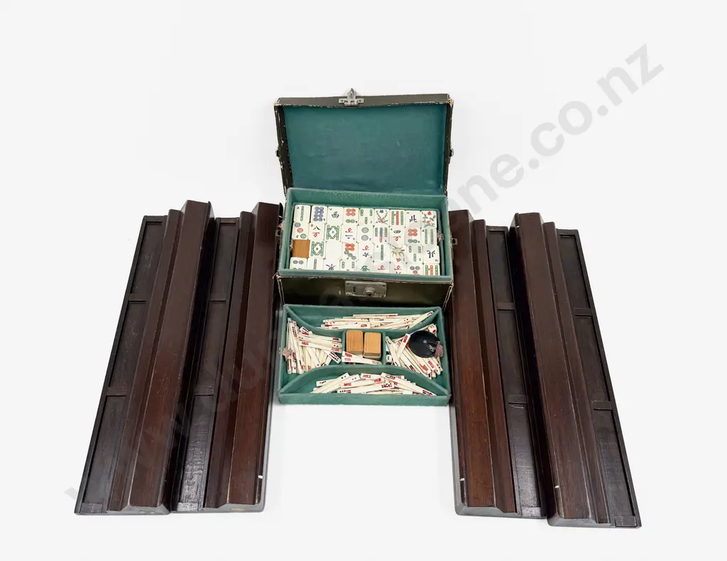 Cased Mahjong Set together with Tile Holders Image 1++