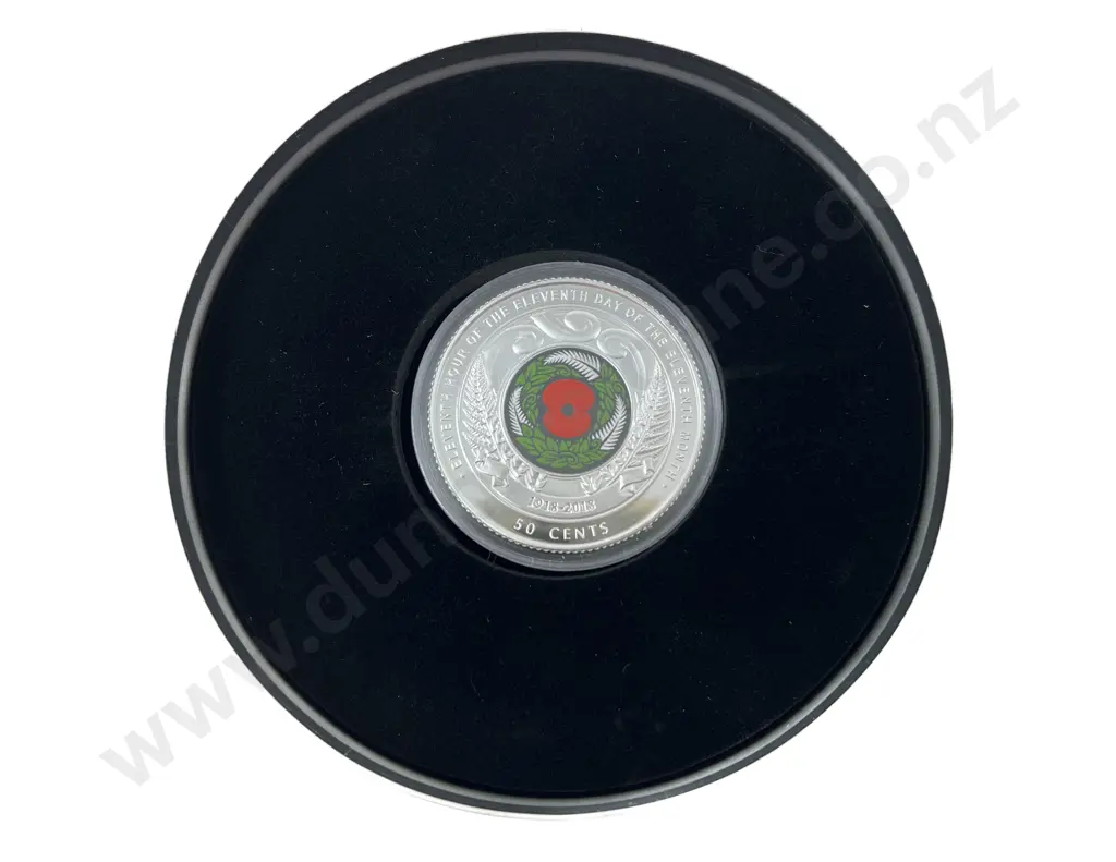 NZ 2018 Armistice 50cent 1oz Silver Proof Circulating Coin #0134 in Tin Image 1++