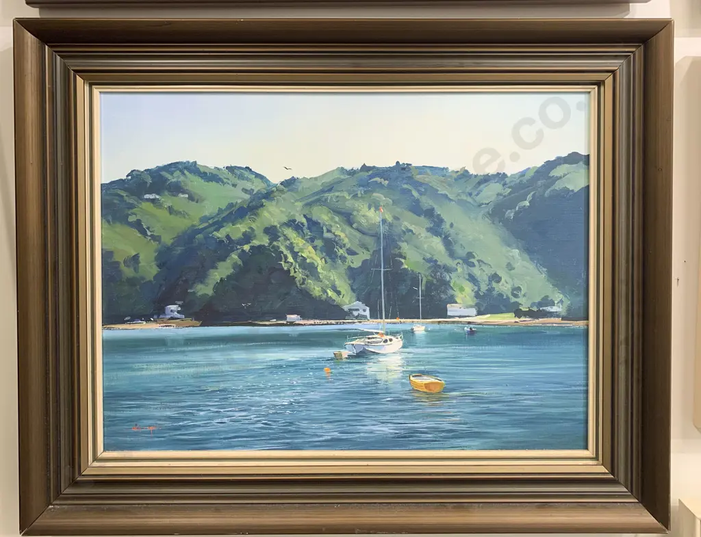 Colin C Wynn - Calm Morning Lowry Bay - Oil on board Image 1++