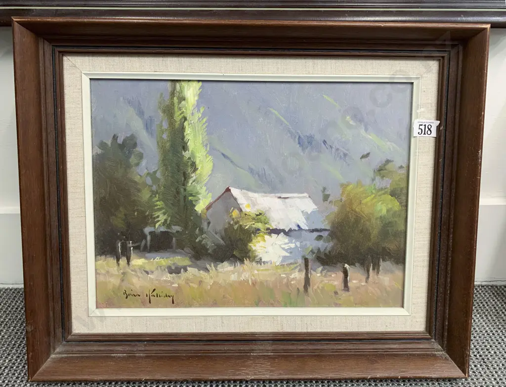Brian Halliday - Stone Hut Arrowtown - Oil on Board Image 1++
