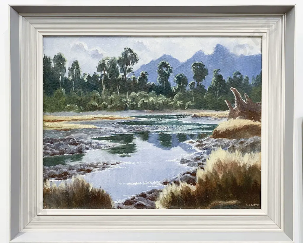 E.B. Lattey - Saltwater Creek Westland - Oil on canvas Image 1++