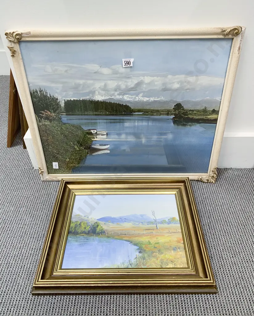 J Watson - Country Scene - Oil on Board - together with Photographic Print Image 1++
