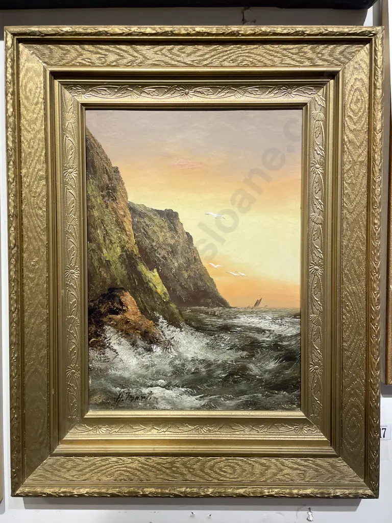 H Thornton - Cliffside Horizon - Oil on Board Image 1++