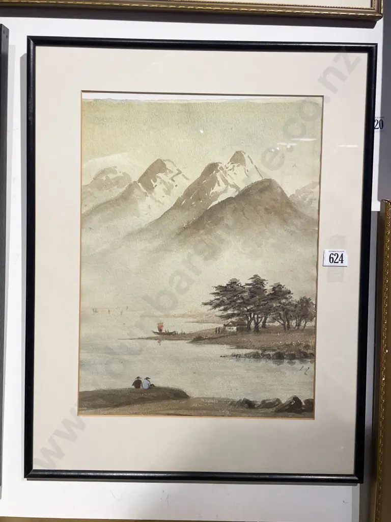 Unknown Artist - Chinese River Landscape - W/C Image 1++