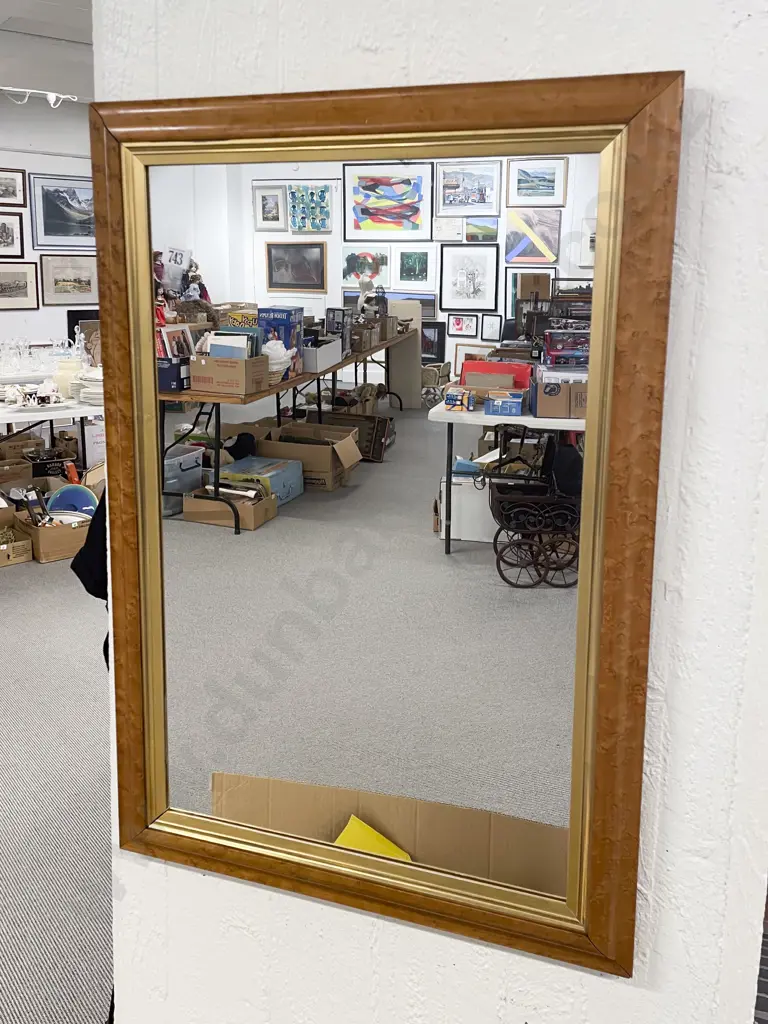 Birds Eye Maple Framed Rectangular Wall Mirror Image 1++