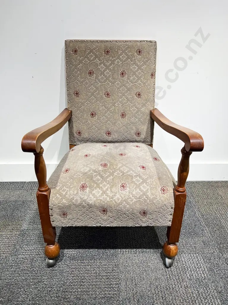 Upholstered Open Arm Chair on Castors Image 1++