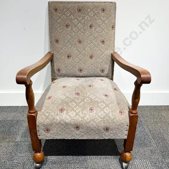 Upholstered Open Arm Chair on Castors