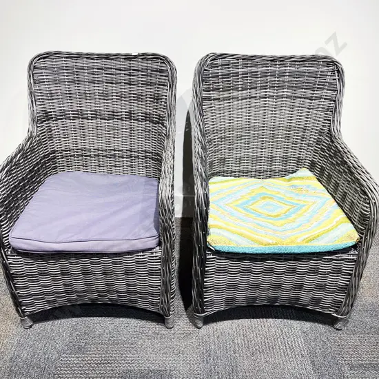 Pair of Conservatory Wicker Arm Chairs