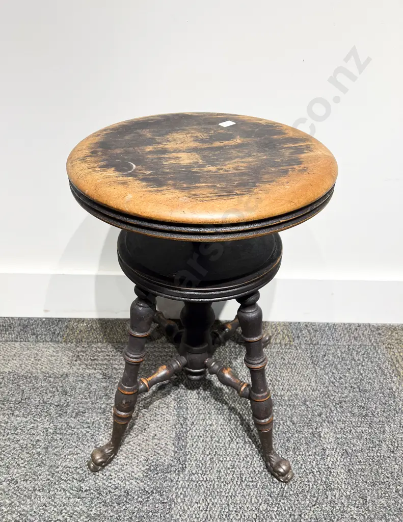 Revolving Piano Stool with Dolphin Form Castors Image 1++