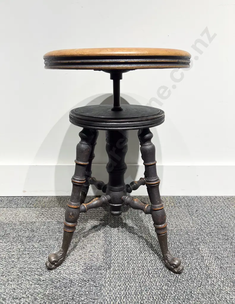Revolving Piano Stool with Dolphin Form Castors Image 1++