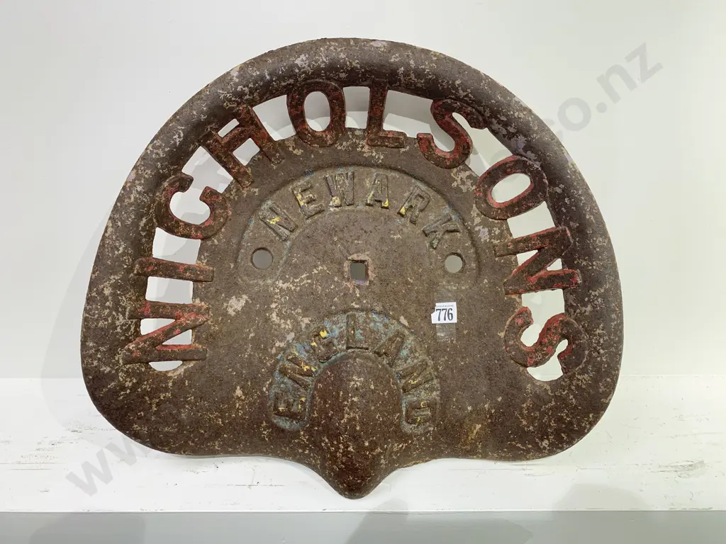Vintage English "Nicolsons" Cast Metal Tractor Seat Image 1++