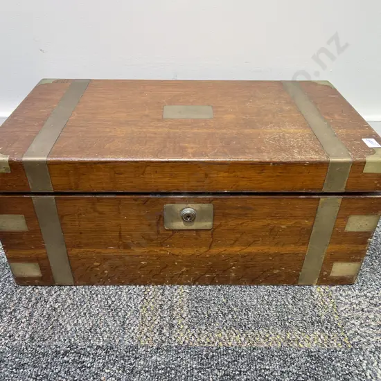 C19th Campaign Style Oak Writing Slope