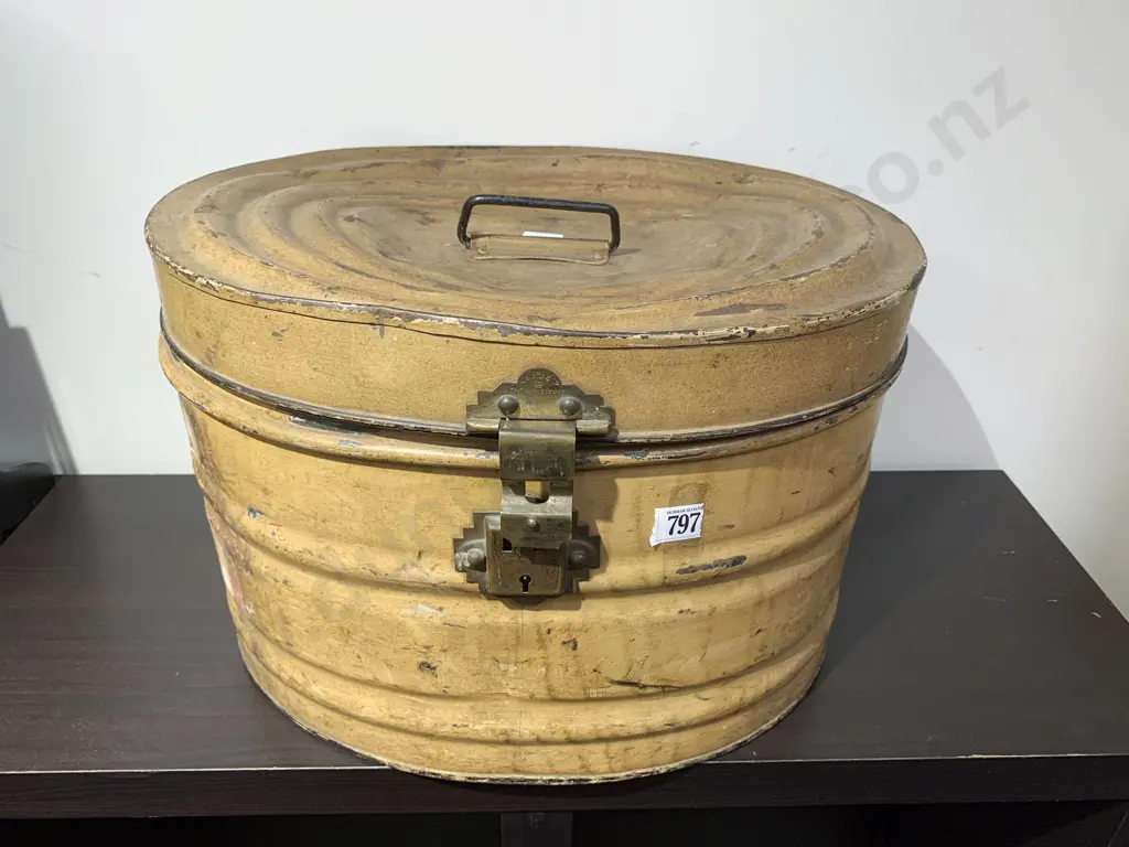 Vintage Tin Hat Box Image 1++