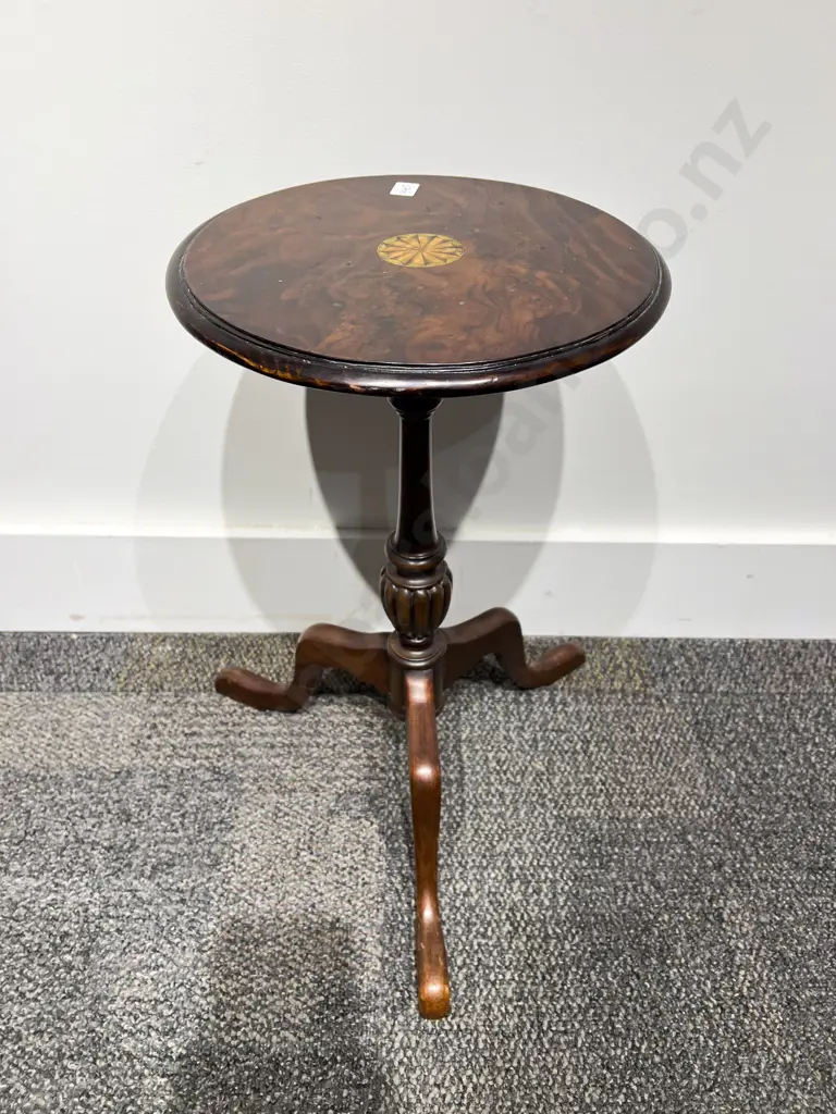 Repro Walnut Tripod Wine Table Image 1++
