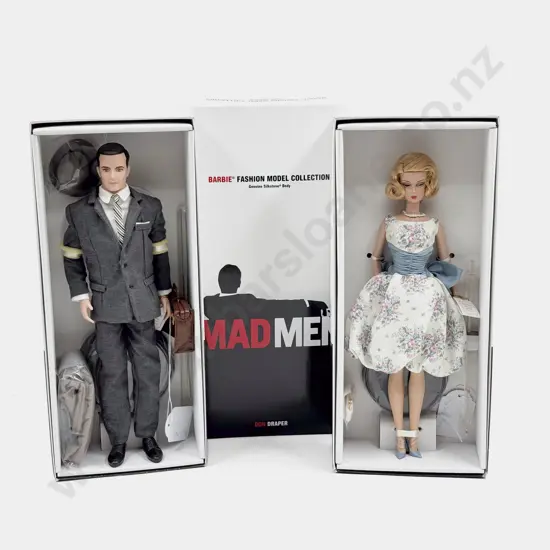 C2010 Silkstone Mad Men Betty Draper Barbie and Don Draper Ken Dolls MIB
