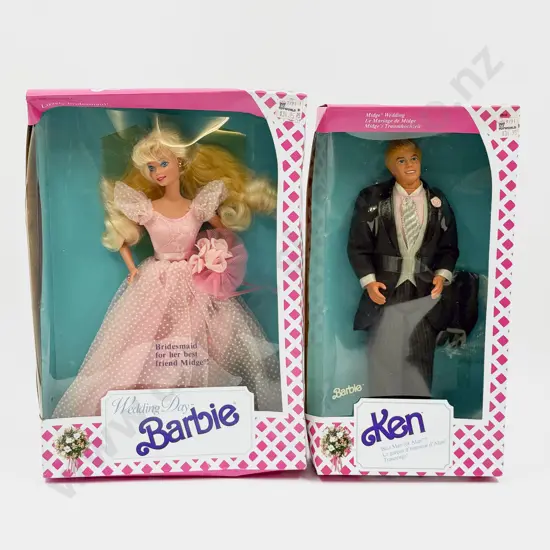 C1990 Individual Pink Boxed 'Wedding Day' Midge Barbie Ken and Allan