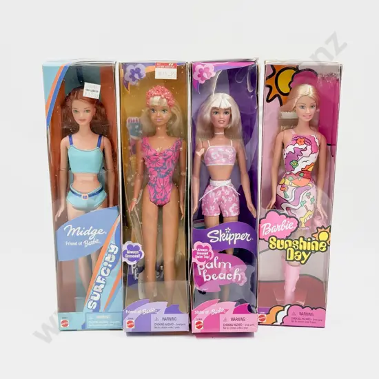C2000 Midge Surf City C2001 Sunshine Day Barbie and C2001 Palm Beach Lea & Skipper MIB