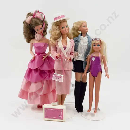 C1981 Sunsational Malibu Skipper C1984 Day to Night Barbie and Two Other Barbies
