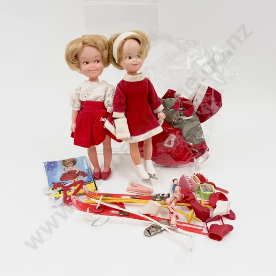 C1965 Two Little Tuppence Dolls with Outfits and Accessories