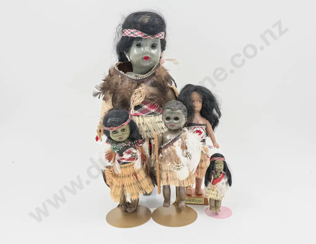 Five Vintage Various Manufacture Maori Costume Dolls 32cm - 9.5cm Image 1++