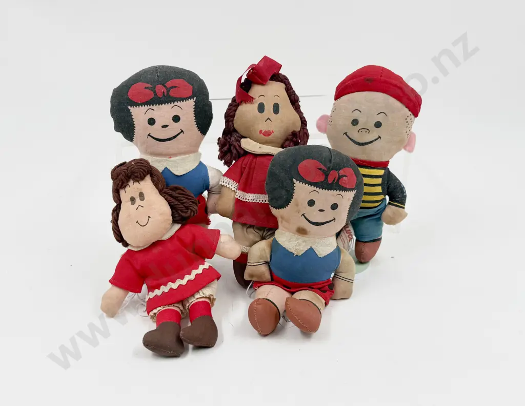 C1973 Nancy & Sluggo Knickerbocker Cartoon Characters Printed Stuffed Dolls Image 1++