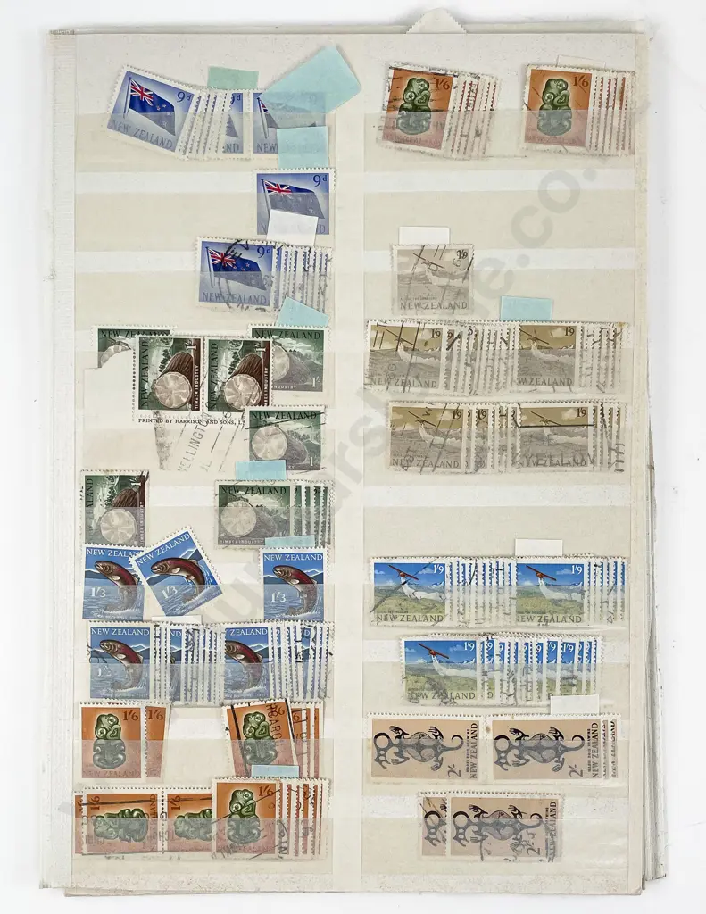 NZ Loose Stock Book Pages Mixed Pre-decimal and Decimal Mint and Used Image 1++