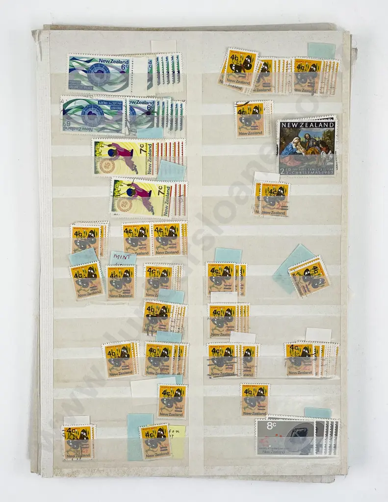 NZ Loose Stock Book Pages Mixed Pre-decimal and Decimal Mint and Used Image 1++