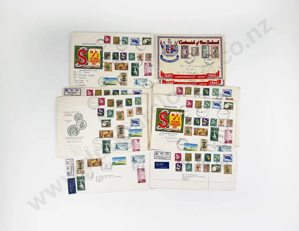 NZ 1940 Centennial Of New Zealand First Day FDC x2 and 1967 Decimal FDC x 7 Image 1++
